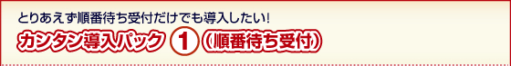 カンタン導入パック1(順番待ち受付)